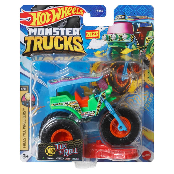 Hot Wheels 2023 1:64 Scale Die-Cast Monster Trucks (Mix 10), Tuk 'N" Roll