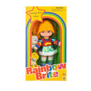 Rainbow Brite & Twink doll in its original yellow packaging with a rainbow arch and the Rainbow Brite logo.
