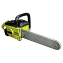 Yellow chainsaw on a white background