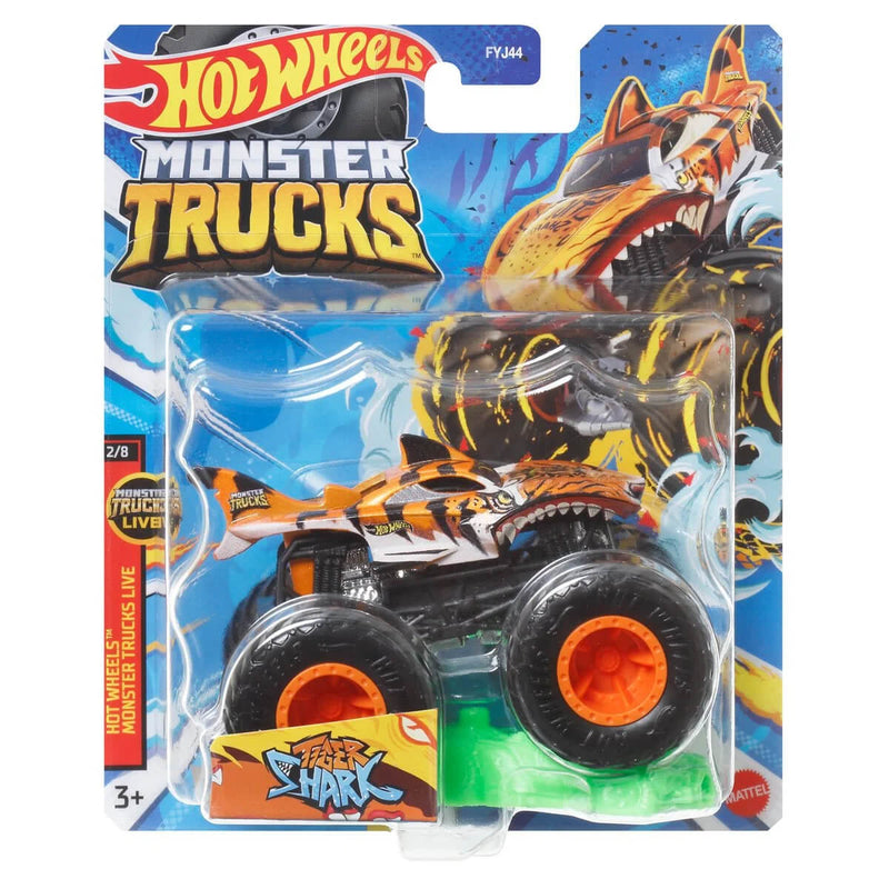 Hot Wheels 2023 Monster Trucks (Mix 11) 1:64 Scale Die-Cast Trucks, Tiger Shark