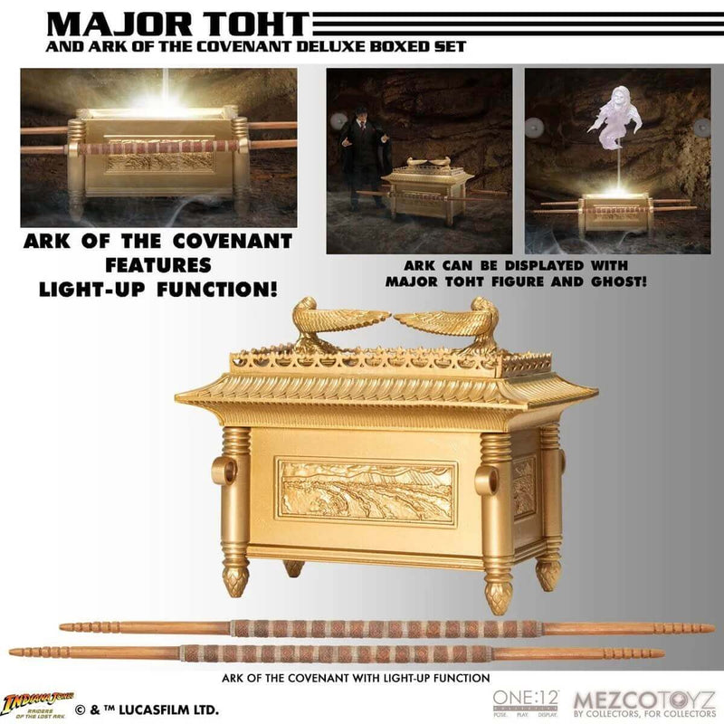 Mezco Toyz Major Toht and the Ark, Raiders of the Lost Ark One:12 Collective Deluxe Boxed Set, unpackaged Ark of the Covenant