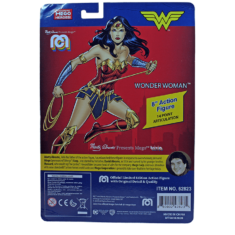 MEGO Wonder Woman 8-Inch Limited Edition Action Figure, package back side