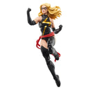 Superhero action figure in black and yellow costume with red accents on a white background