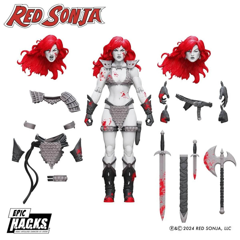 Red Sonja Black, White, and Red Epic H.A.C.K.S. 1:12 Scale Action Figure - Previews Exclusive, unpackaged with accessories