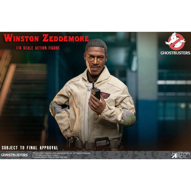 Winston Zeddemore Ghostbusters (1984) 1/6 Scale Action Figure - Star Ace, unpackaged figure holding walkie talkie accessory