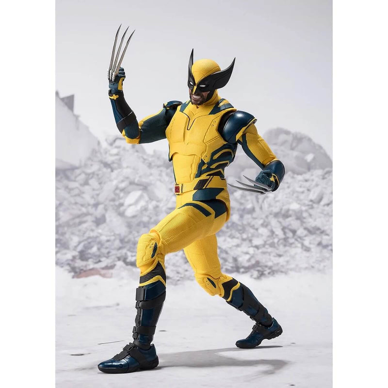 Wolverine S.H.Figuarts 6" Action Figure From Deadpool and Wolverine, side view battle pose