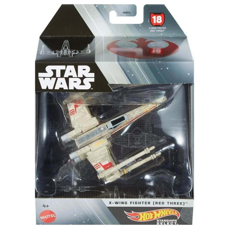 Hot Wheels 2023 Star Wars Starships Select (Mix 3) 1:50 Scale Vehicles, X-Wing Fighter (Red Three)