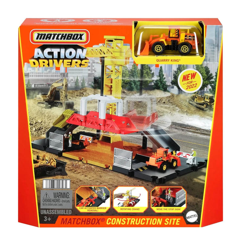 Matchbox Action Drivers Playsets with 1:64 Scale Diecast Car, Construction Site with Quarry King
