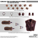 Conan the Barbarian toy figure kit with interchangeable parts and accessories on a white background.