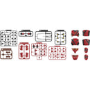 Set of toy figure parts and assembly instructions on a white background
