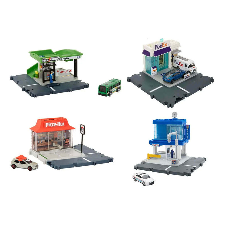 Matchbox Action Drivers Expansion Playsets with 1:64 Scale Diecast Car, Bundle all 4 playsets