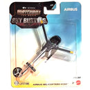 Matchbox The Movie Sky Busties Airbus Helicopters H130 toy in its original blister card packaging, featuring Mattel and Matchbox branding.