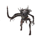 Monster figure with spiky hair and long tail on a white background