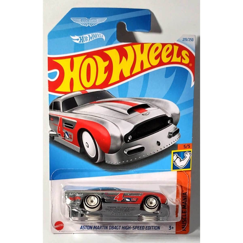 Hot Wheels 2024 Mainline Muscle Mania Series 1:64 Scale Diecast Cars (International Card), Aston Martin DB4GT High-Speed Edition