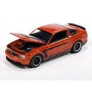 Auto World 2025 Premium R1B, 2012 Ford Mustang Boss 302 (Competition Orange w/Black Accents), hood open