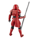 Red action figure with a cape and weapon on a white background