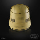 Tan helmet with 'Star Wars' logo on a black background