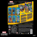 Marvel Legends Series feral packaging with superhero figures and character cards on a yellow background