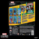 Marvel Legends silversurfer action figure packaging with character illustrations and text on a black background