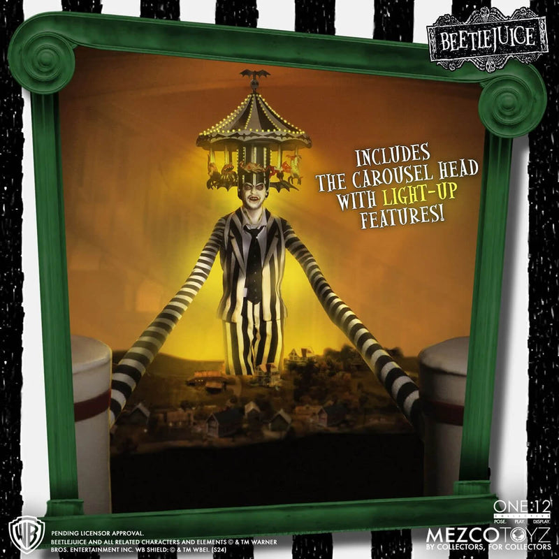 Beetlejuice Deluxe Edition One:12 Collective Mezco Toyz Action Figure with light up carousel head