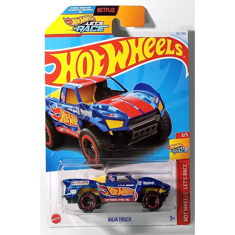 Hot Wheels 2024 Mainline Hot Wheels Let's Race Series 1:64 Scale Diecast Cars (International Card) Baja Truck