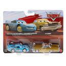 Packaged toy cars from Disney Pixar's 'Cars' series with packaging featuring the characters Lightning McQueen and Tex Dingo.