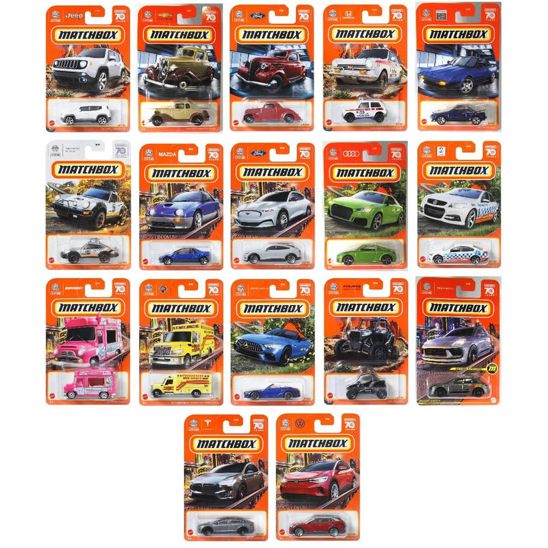 Matchbox 2023 Mainline Cars (Mix 9) 1:64 Scale Diecast Cars, bundle of all 17 cars