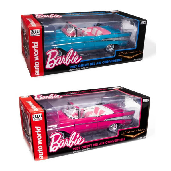 Barbie 1957 Chevrolet Bel Air Convertible 2-Piece Collector's Bundle 1:18 scale diecast Cars