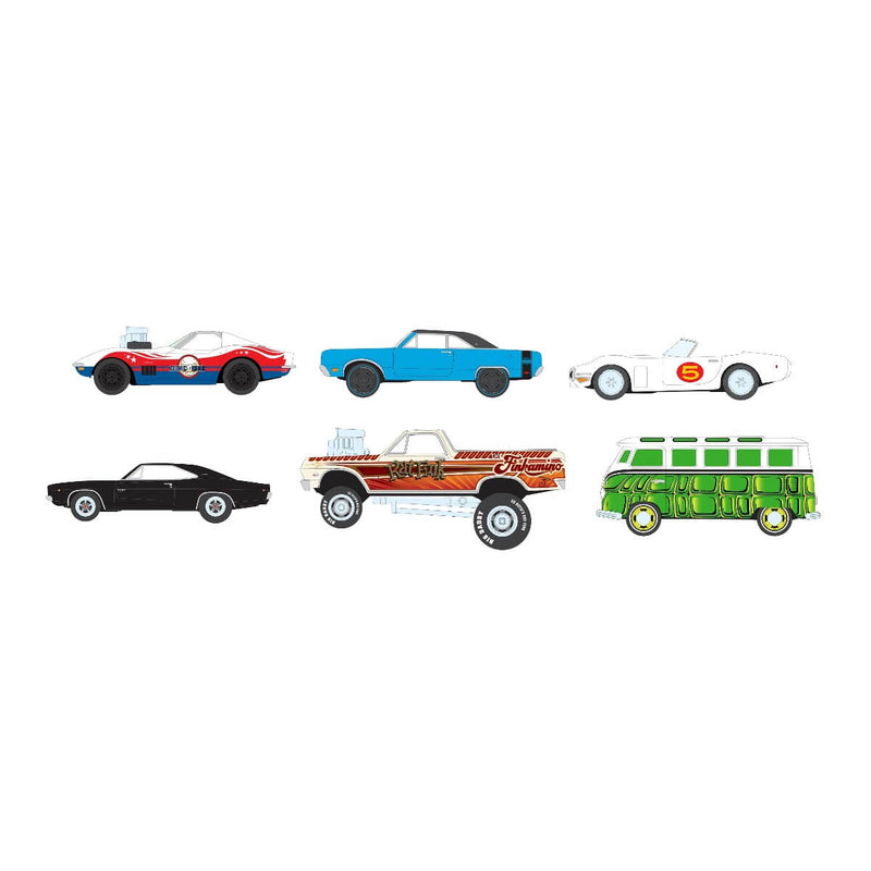 Johnny Lightning 2025 Pop Culture R1 6-Piece Collector's Bundle 1:64 Scale Diecast Cars