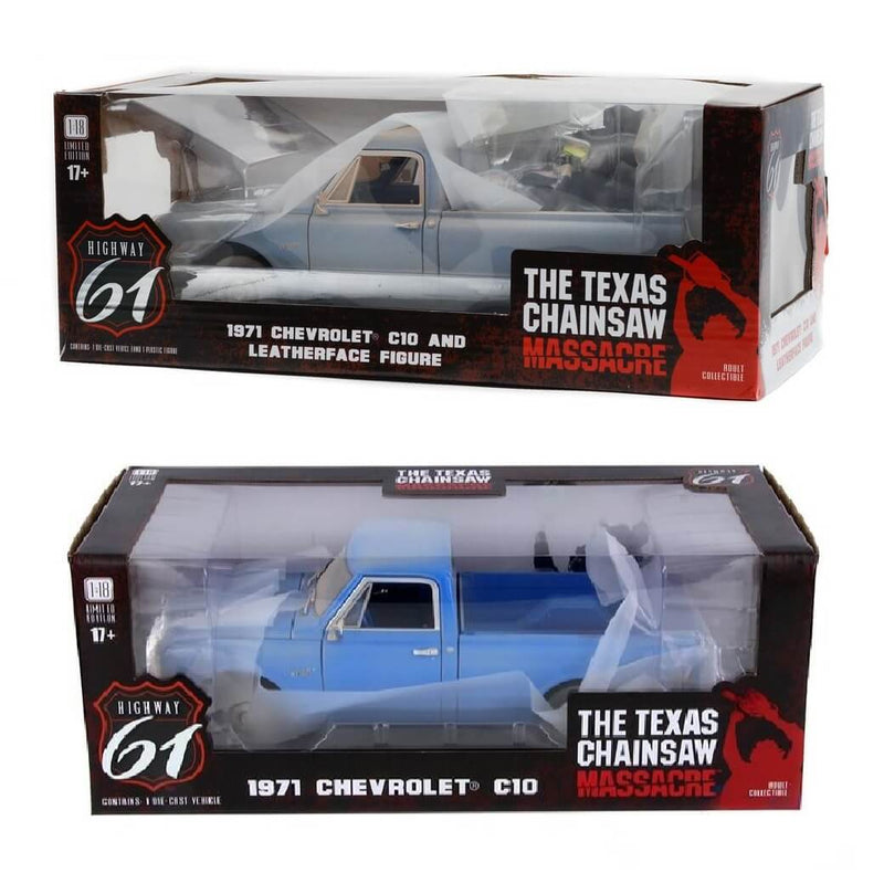 Texas Chainsaw Massacre (1974) 1971 Chevy C-10 Pickup 2-Piece Collector's Bundle 1:18 Scale Diecast