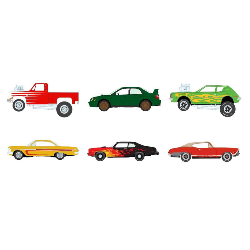 Johnny Lightning 2025 Street Freaks R1A 6-Piece Collector's Bundle 1:64 Scale Diecast Cars