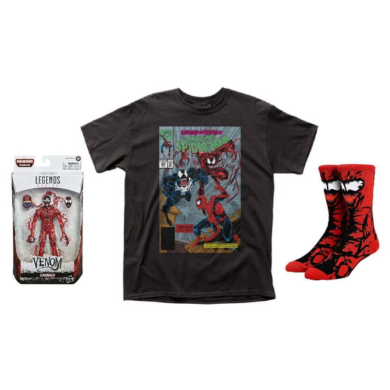 Carnage 3-Piece Gift Bundle, Marvel Legends Action Figure, T-Shirt, Socks