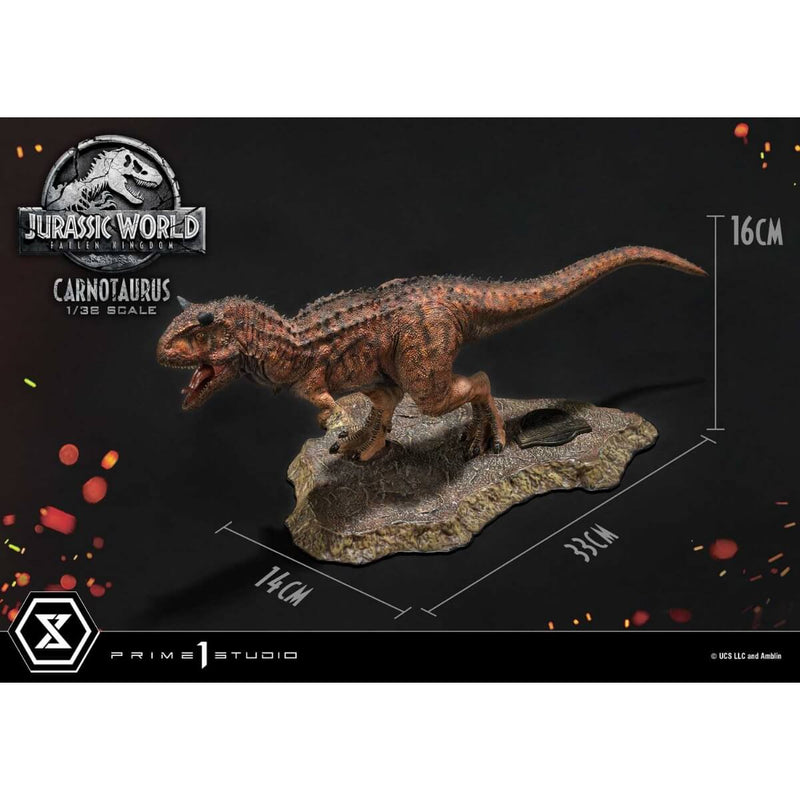 Carnotaurus 1/38 Scale 6" Statue Jurassic World: Fallen Kingdom - Prime 1 Studio, Showing measurements