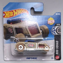 Hot Wheels Rod Squad Chop 'N Bloc die-cast toy car in its original blister card packaging, featuring a beige and white race car with blue wheels.