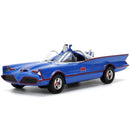 Blue Batmobile model car on a white background