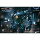 Pacific Rim Gipsy Danger 6.5 inch DefoStyle collectible figure by Star Ace, shown in a dark industrial setting with glowing green lights and a yellow chest emblem.