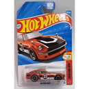 Hot Wheels Datsun 240Z toy car in packaging with blue and red design