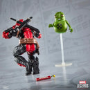 Marvel Legends action figures of Deadpool and doop on a background with Marvel logo.