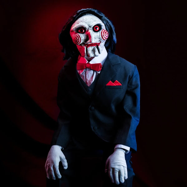 Saw - Billy the Puppet 48" Prop Replica with Sound and Motion with dark background