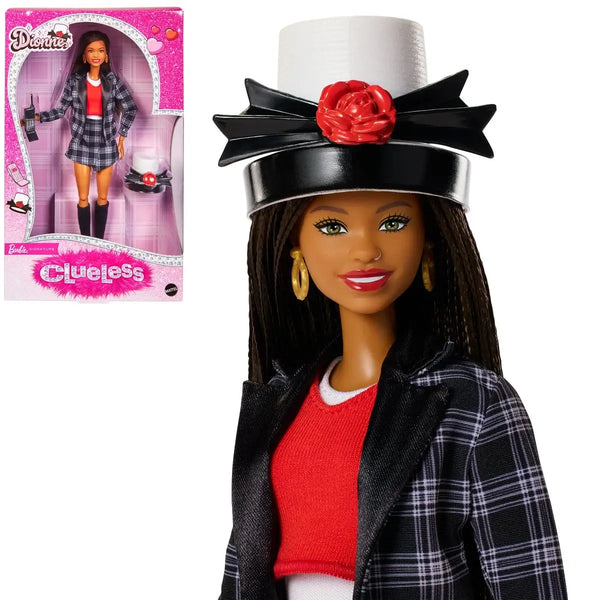 Barbie doll styled as Cher from 'Clueless' with packaging in the background