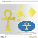 An Ankh-themed special effects makeup projection set and display base, featuring a gold Ankh cutout, a gold circular projection disc, a gold diamond-shaped piece, a blue circular base with a gold Ankh symbol, and a silver adjustable stand, shown on a light gray background with branding.