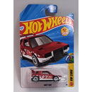 Hot Wheels drift box toy car in packaging with red and white car on a blue background