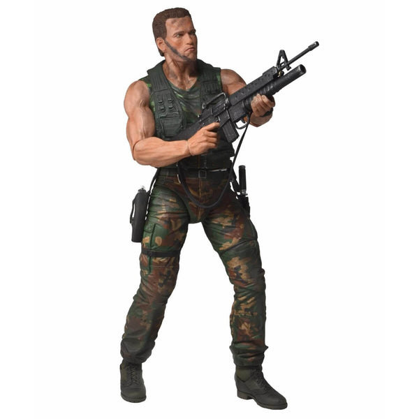 Predator 'Dutch' Action figure in military attire holding a rifle on a white background