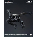 Spider-Man figure in a dynamic pose on a dark background with DLX and Marvel branding.