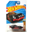 Hot Wheels El Segundo Rally die-cast toy car in its original blister card packaging, featuring a black and red race car design.