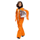 Barbie doll in an astronaut suit with a helmet on a white background