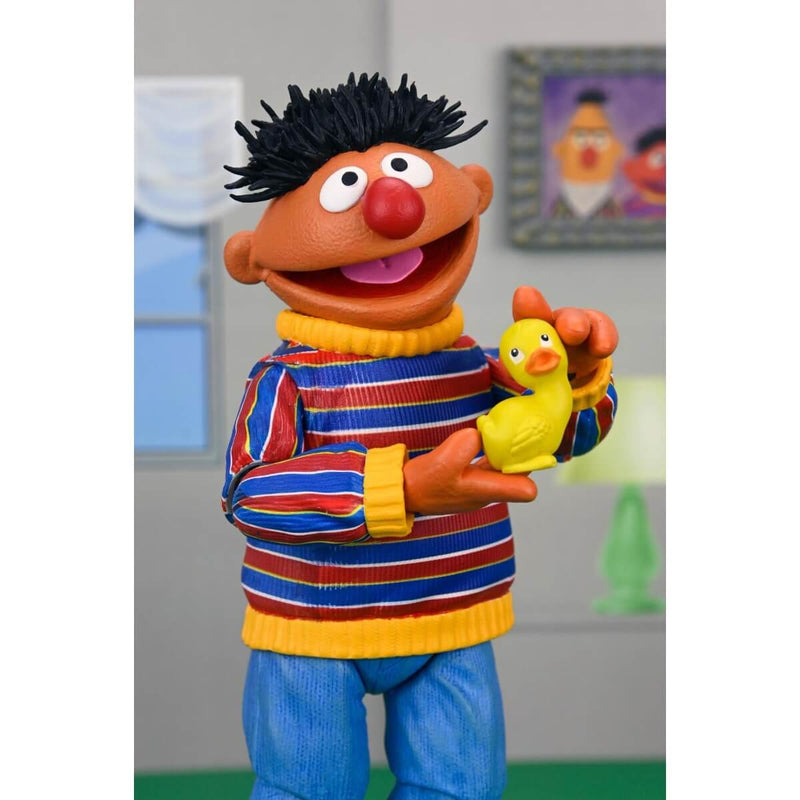 Bert & Ernie Sesame Street Ultimate 7" Scale NECA Action Figures, Ernie holding duck accessory