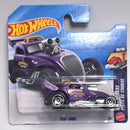 Hot Wheels die-cast toy car in its original blister card packaging, featuring the Fiat 500C in metallic purple with chrome details.