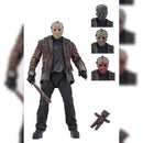 Freddy Vs Jason Ultimate Jason 7 Inch NECA Action Figure, figure and accessories which includes 3 additional heads, and stuffed toy teddy bear
