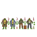 Teenage Mutant Ninja Turtles Gangster Gangster Turtles (Mirage Comics) Action Figures standing next to accessories with white backdrop in background